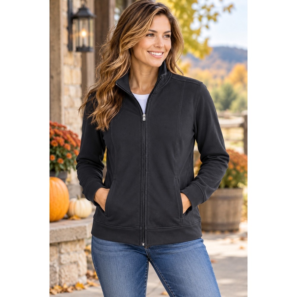 Lands End Womens Large 14/16 Full Zip Performance Jacket Stretch Athletic Layer